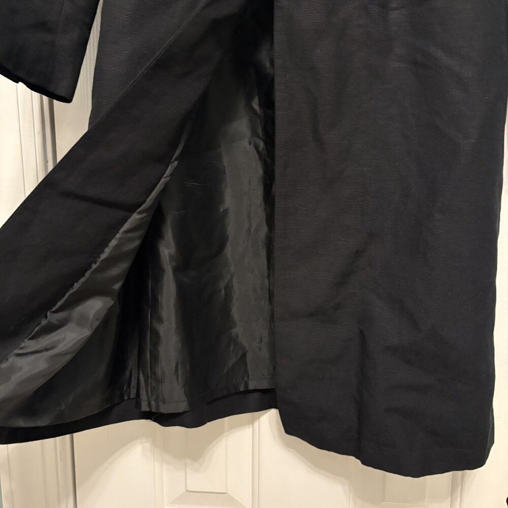 VTG 90s Harve Benard Long Blazer Womens 6 Black Linen Blend Coat Minimalist Prep - Picture 9 of 11